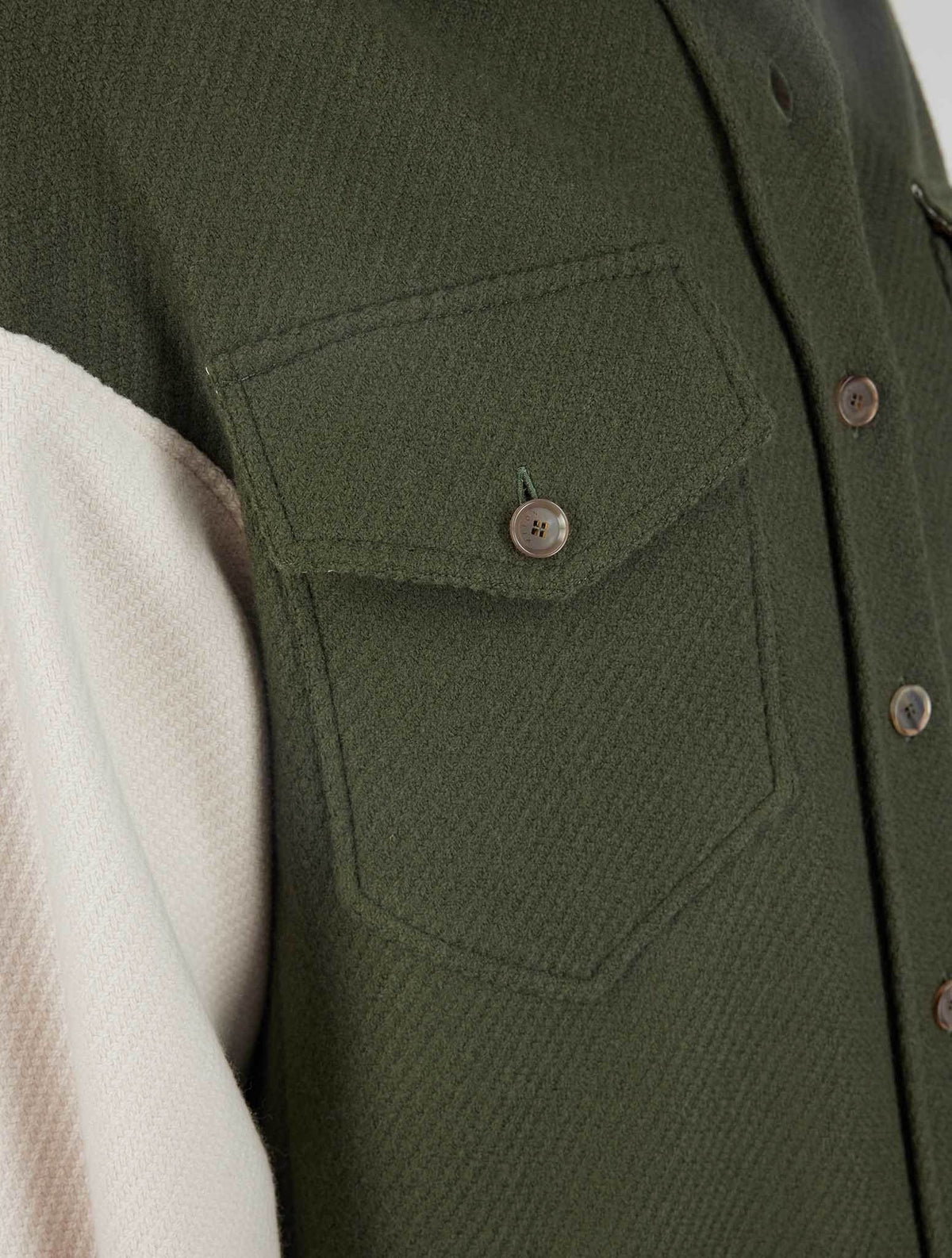 Kiton Green White Wool Shirt