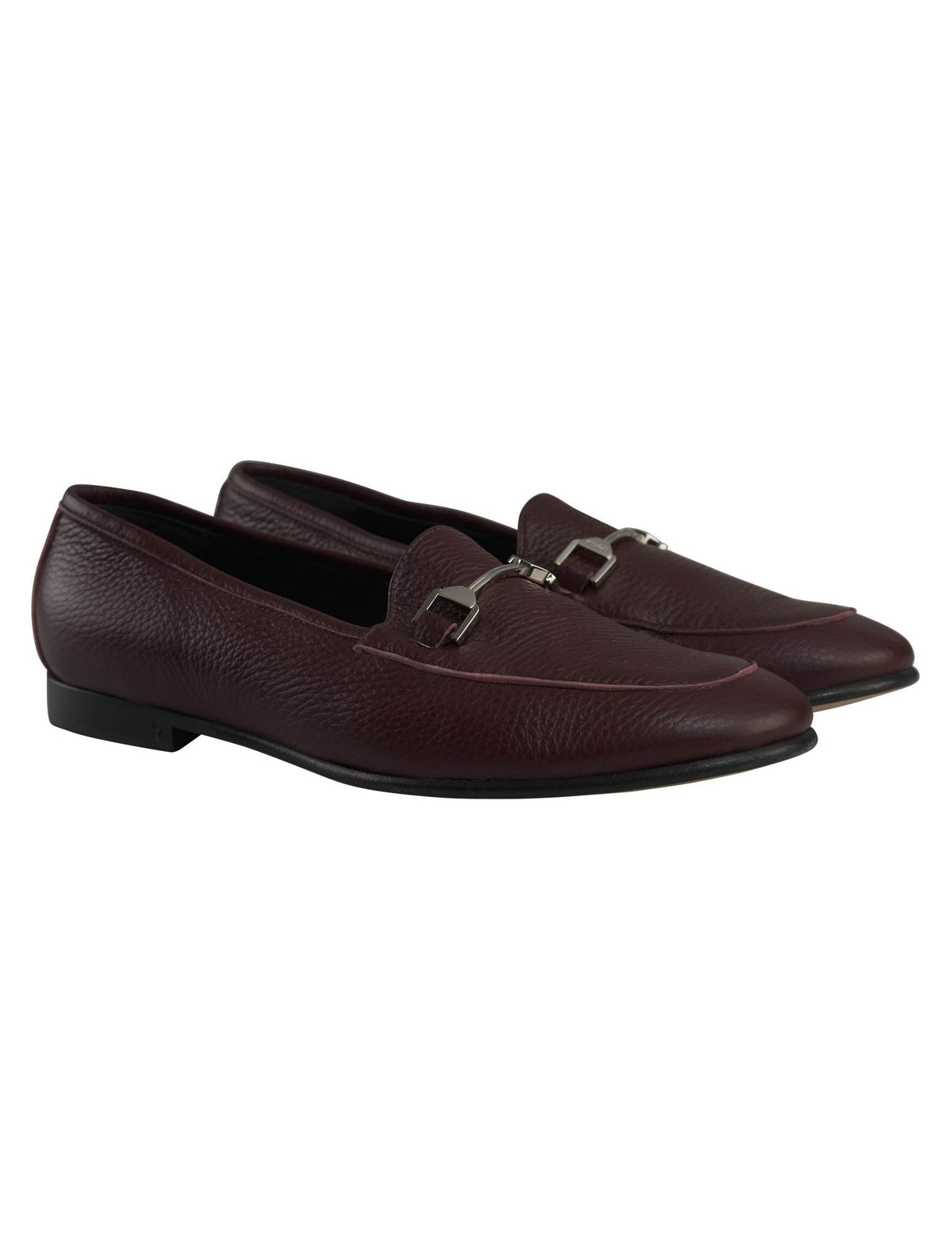Kiton Burgundy Leather Loafers