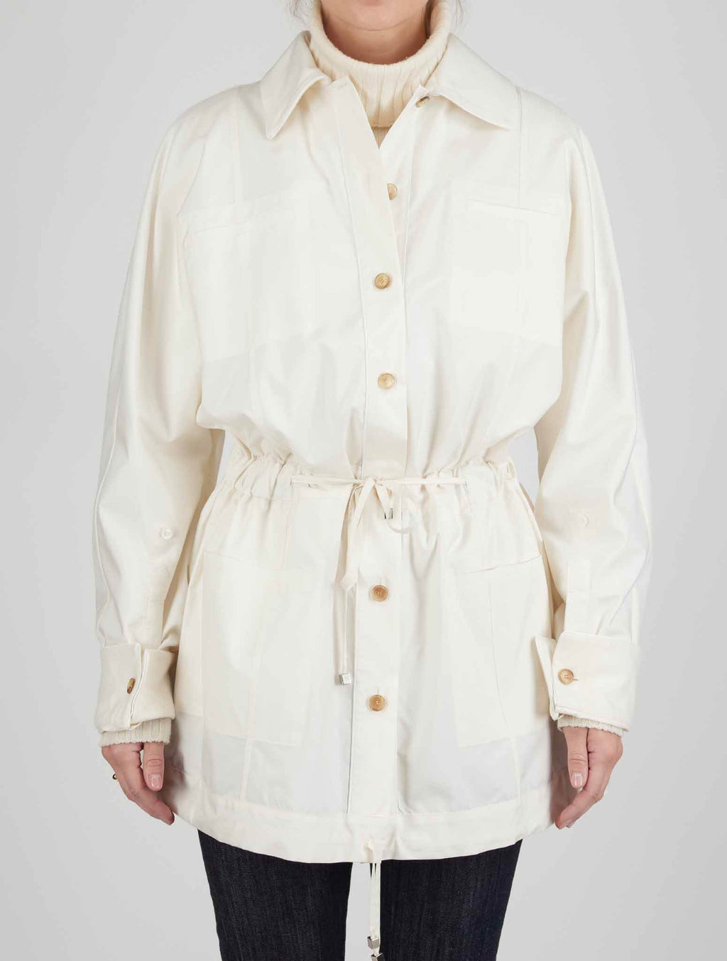 kiton White Silk Coat