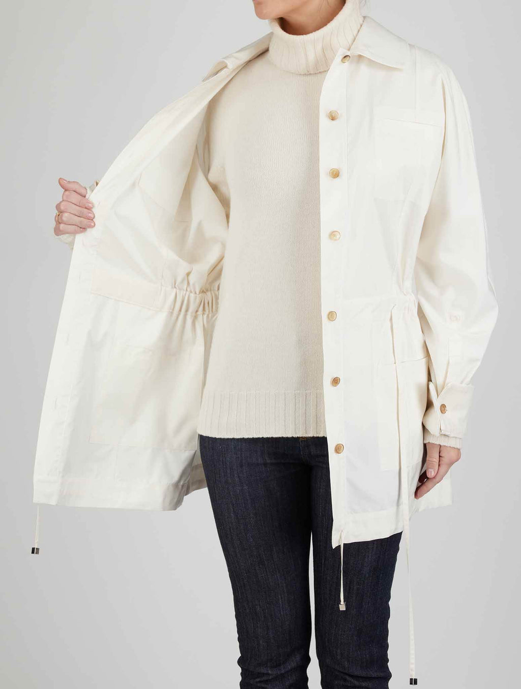 kiton White Silk Coat