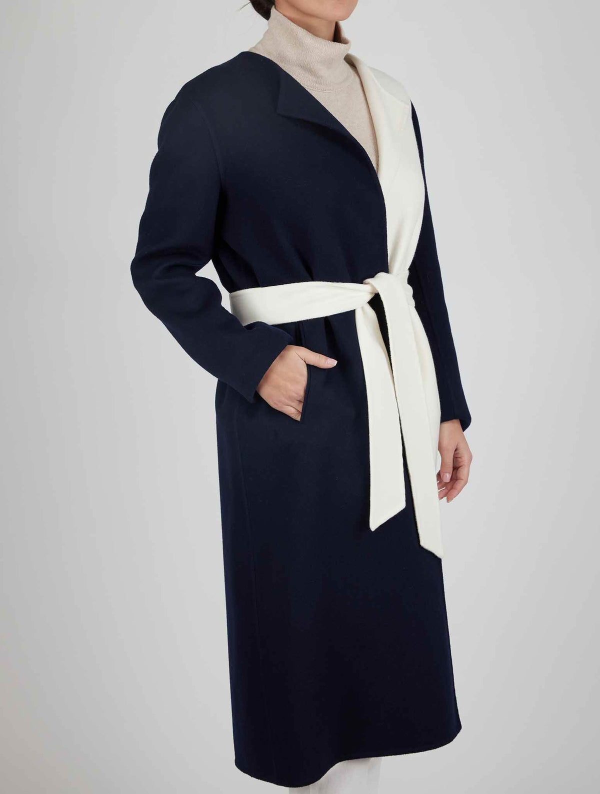 Kiton Kiton Blue White Cashmere Overcoat Blue / White 001