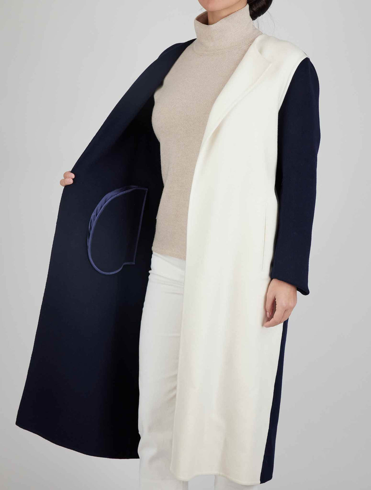 Kiton Blue White Cashmere Overcoat
