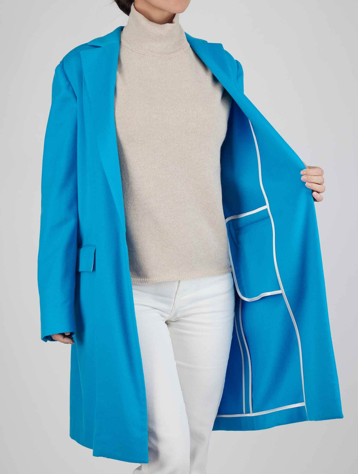 Kiton Light Blue Cashmere Overcoat