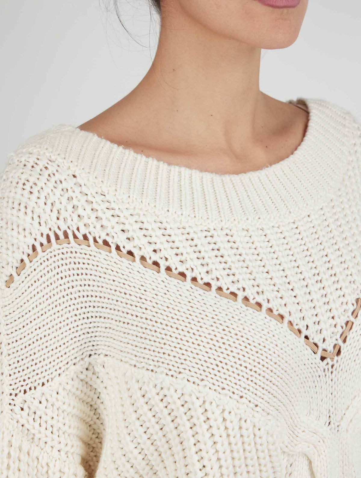 Kiton White Cotton Silk Sweater Crewneck