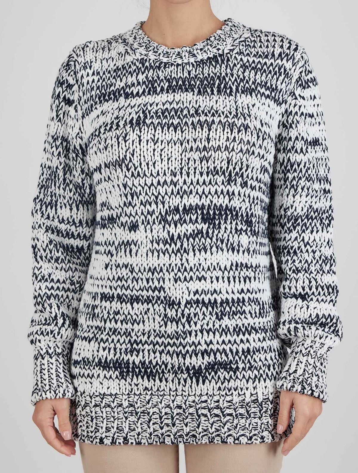 Kiton Black White Cotton Pa Sweater Crewneck