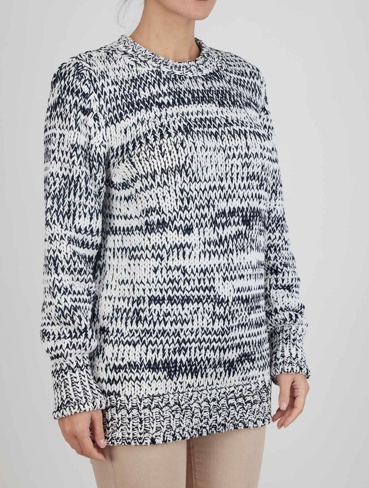 Kiton Kiton Black White Cotton Pa Sweater Crewneck Black / White 001