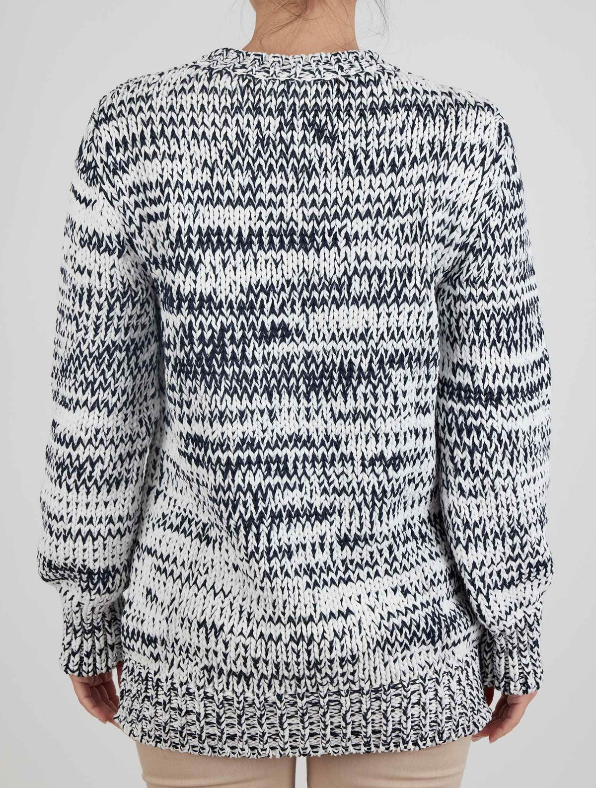 Kiton Black White Cotton Pa Sweater Crewneck
