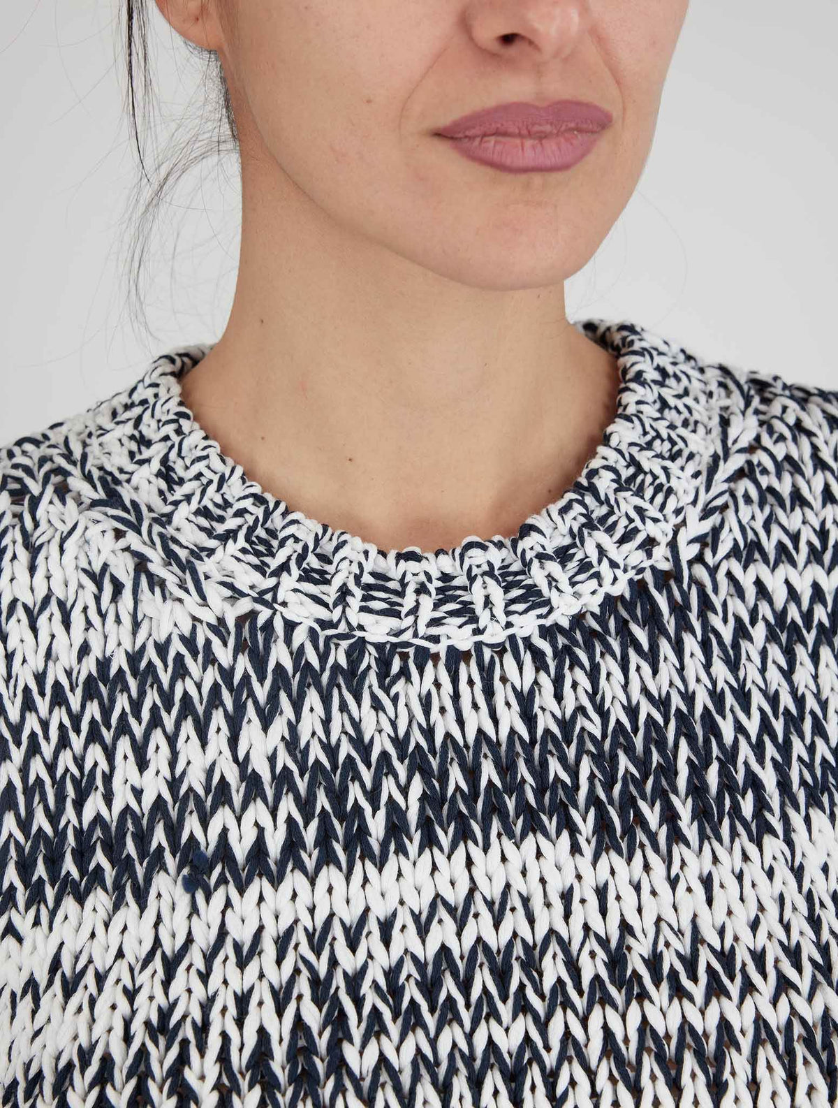 Kiton Black White Cotton Pa Sweater Crewneck