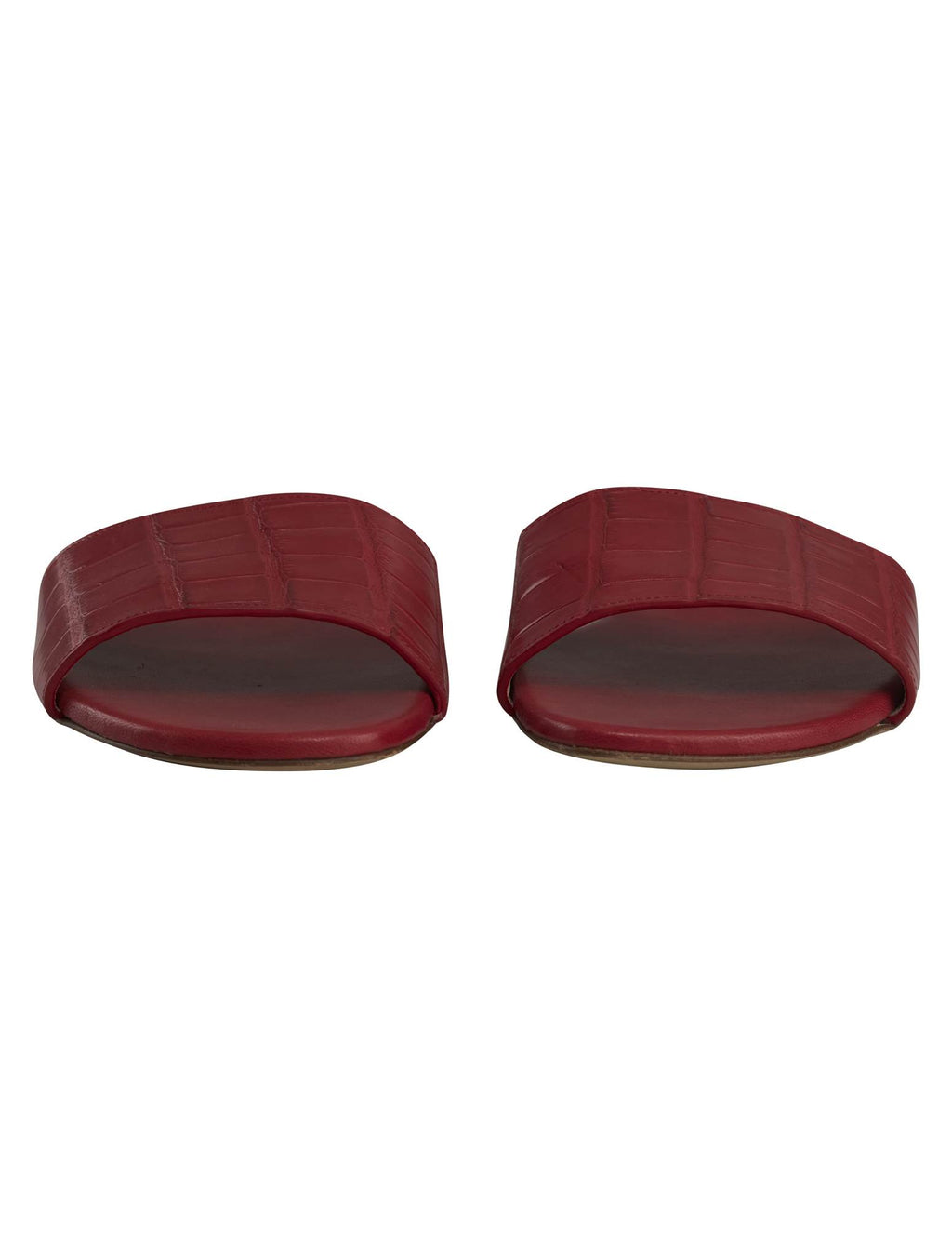 Kiton Kiton Red Leather Crocodile Slippers Red 001