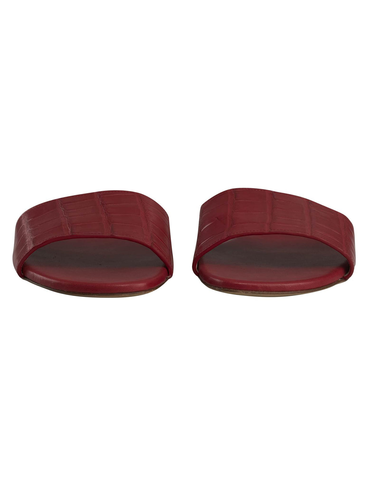 Kiton Kiton Red Leather Crocodile Slippers Red 001