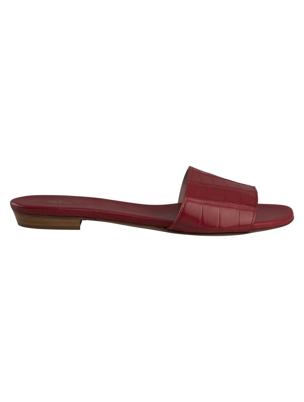 Kiton Red Leather Crocodile Slippers