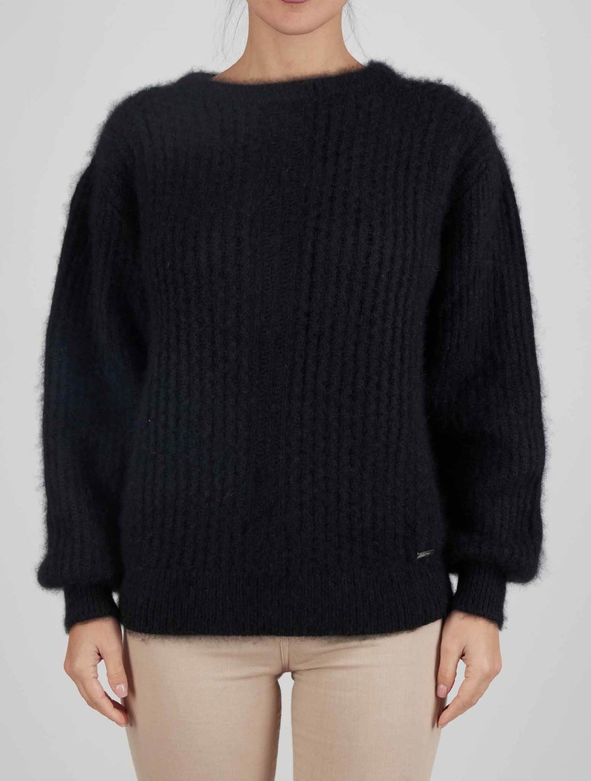Kiton Black Cashmere Silk Sweater Crewneck