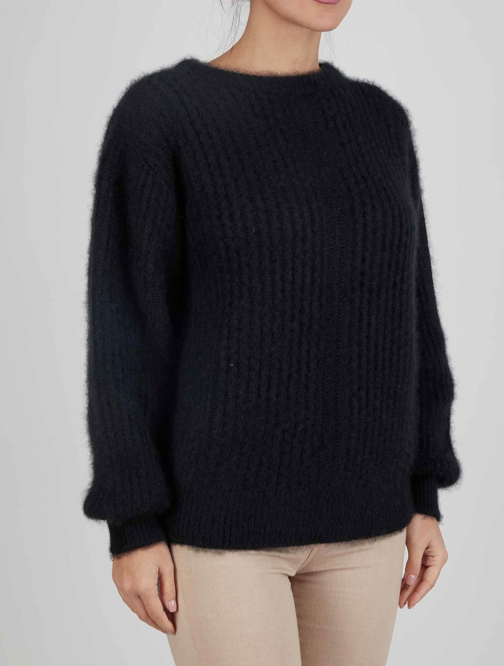 Kiton Kiton Black Cashmere Silk Sweater Crewneck Black 001