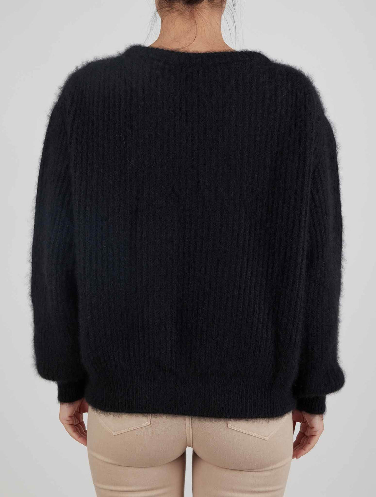 Kiton Black Cashmere Silk Sweater Crewneck
