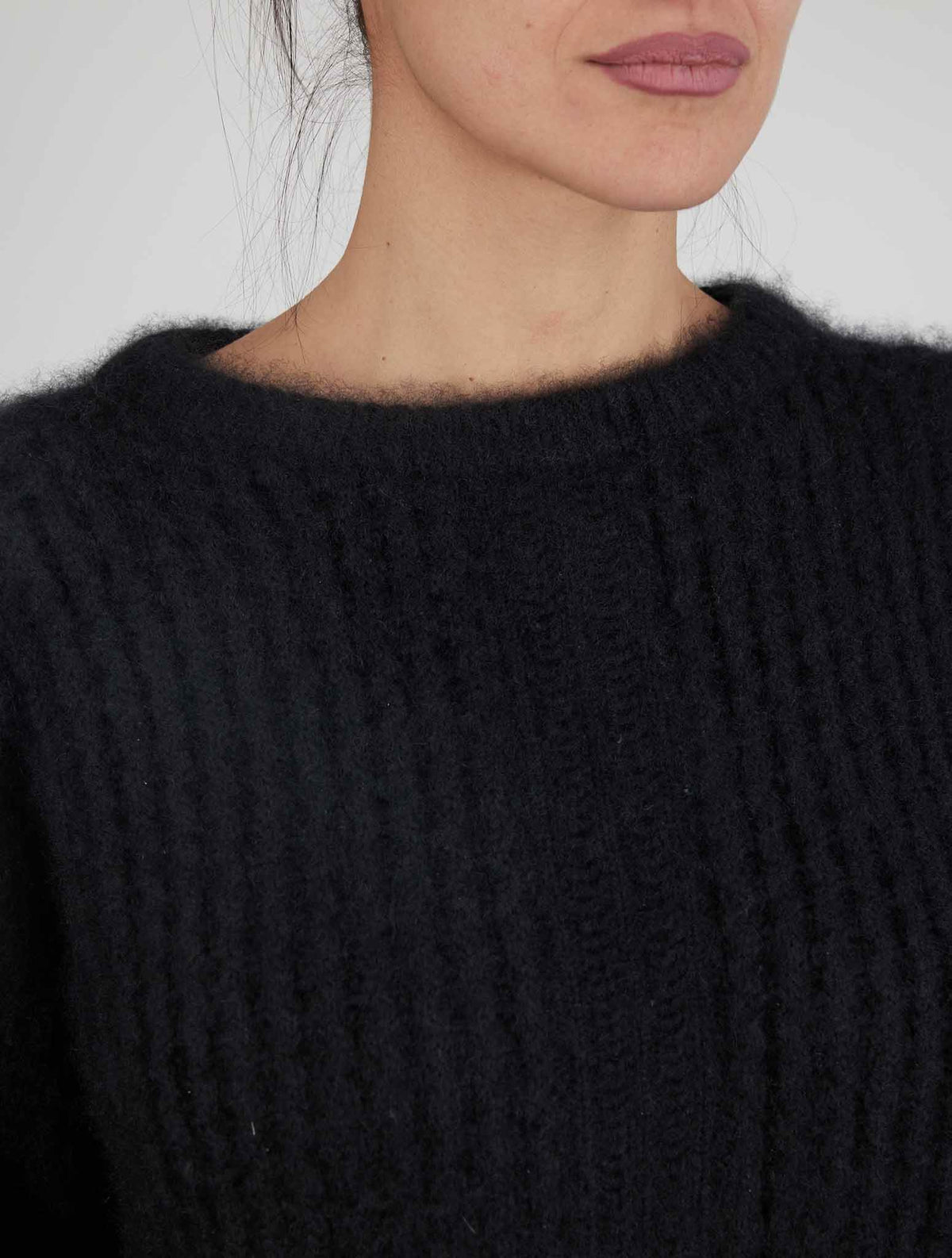 Kiton Black Cashmere Silk Sweater Crewneck