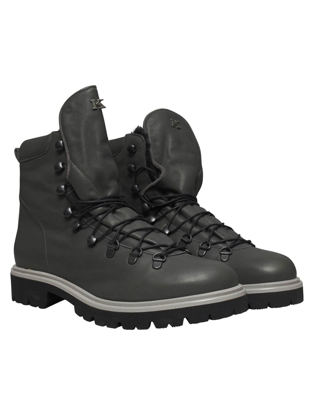 Kiton Kiton Gray Leather Boots Gray 000