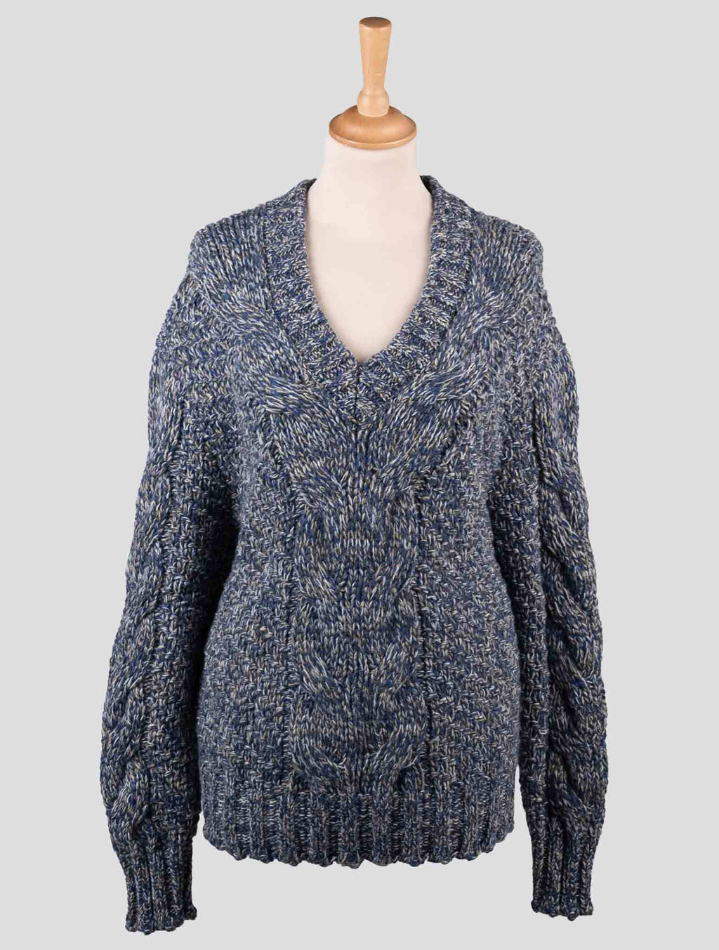 Kiton Kiton Blue Alpaca Wool Cashmere Sweater V-Neck Blue 000
