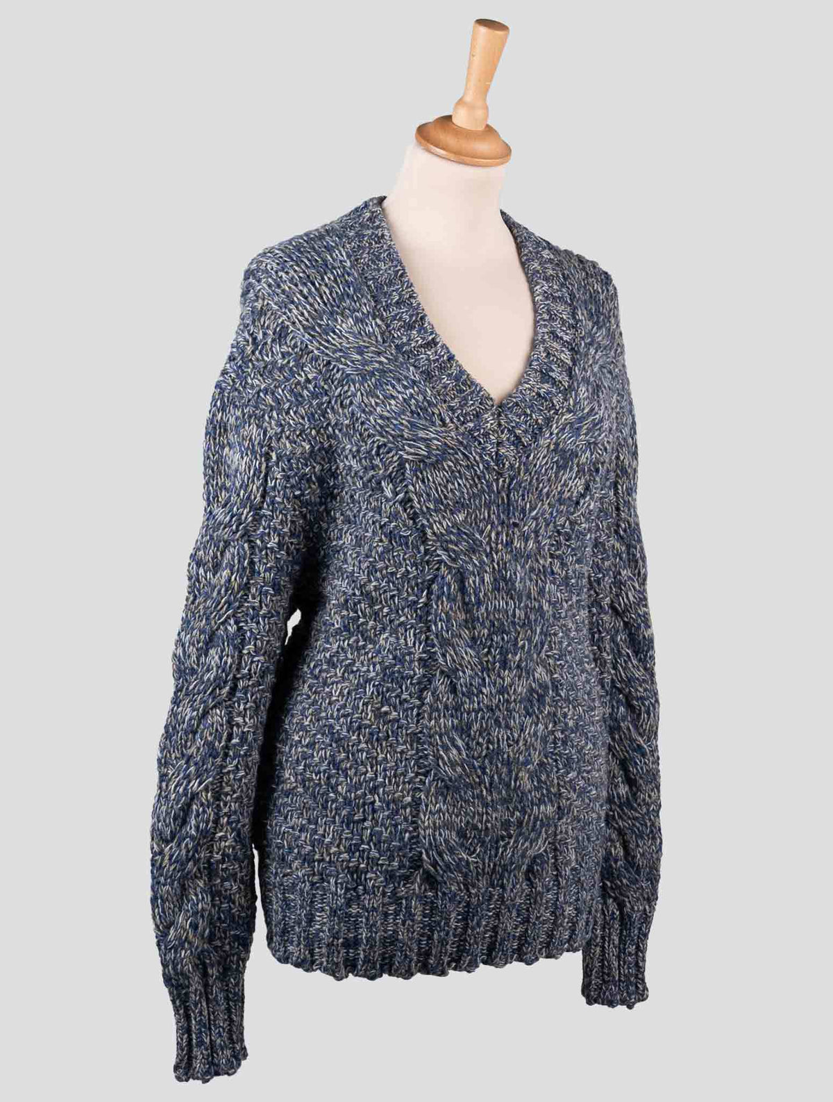 Kiton Kiton Blue Alpaca Wool Cashmere Sweater V-Neck Blue 001