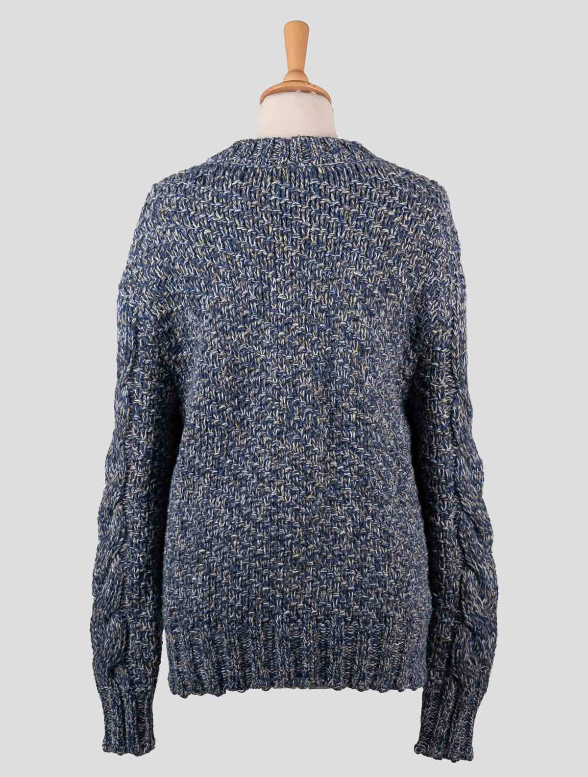 Kiton Blue Alpaca Wool Cashmere Sweater V-Neck
