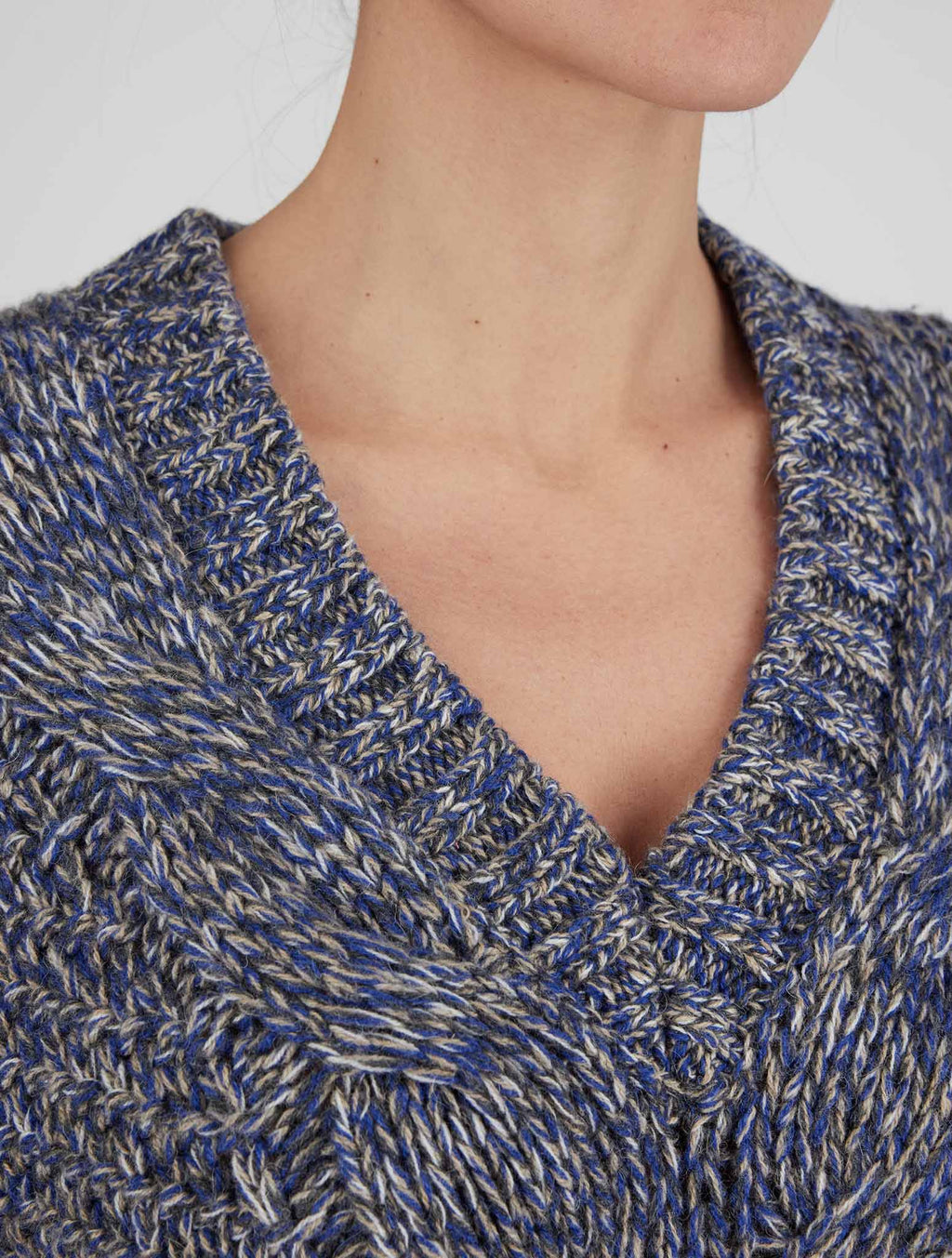 Kiton Blue Alpaca Wool Cashmere Sweater V-Neck