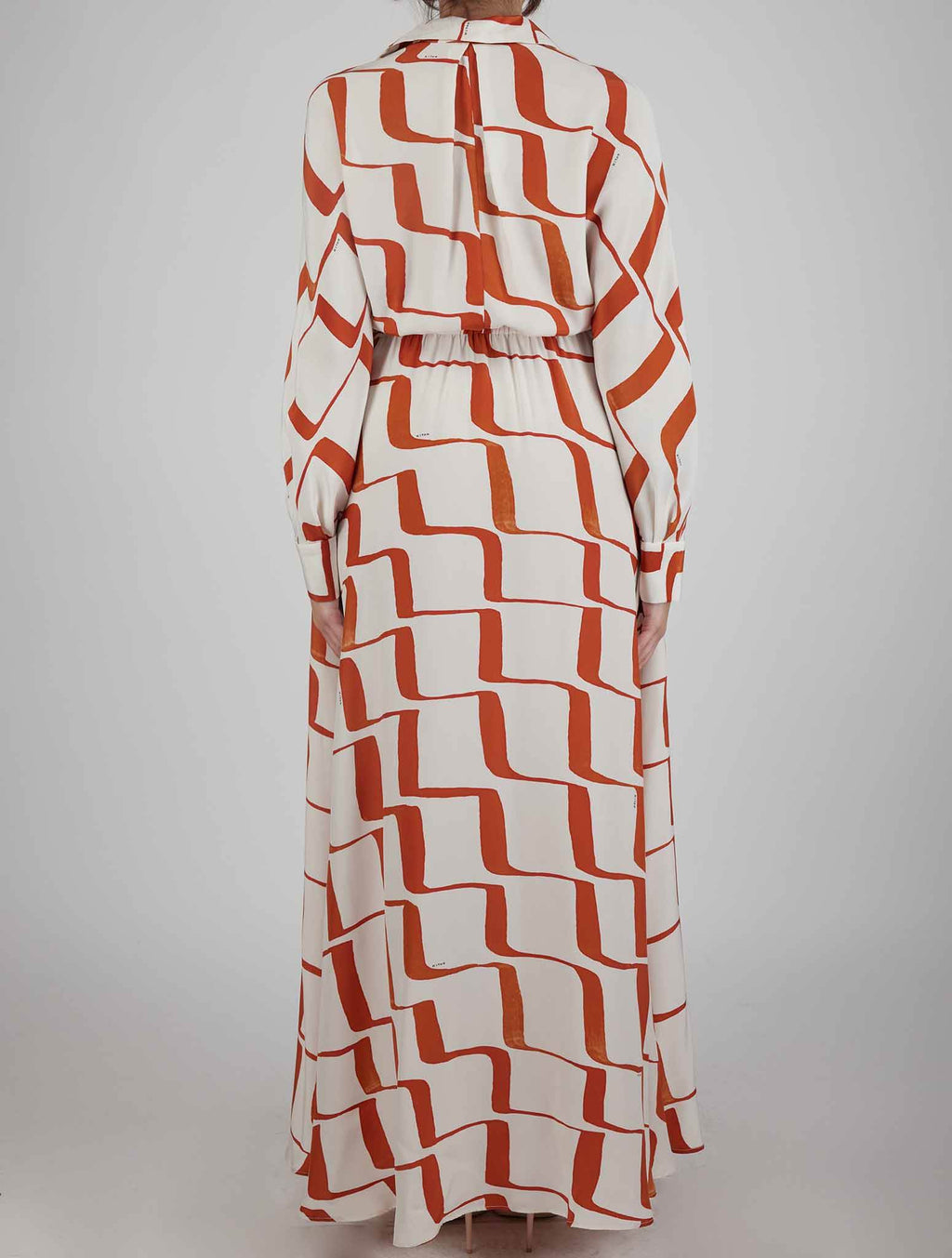 Kiton Orange White Silk Dress