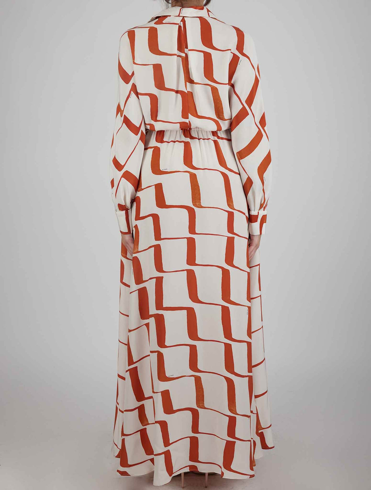 Kiton Orange White Silk Dress