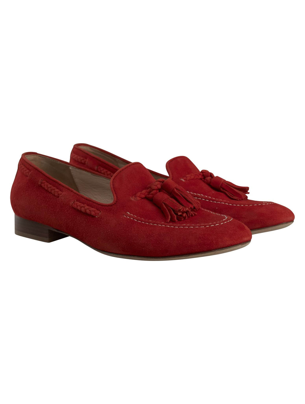 Kiton Red Leather Suede Loafers
