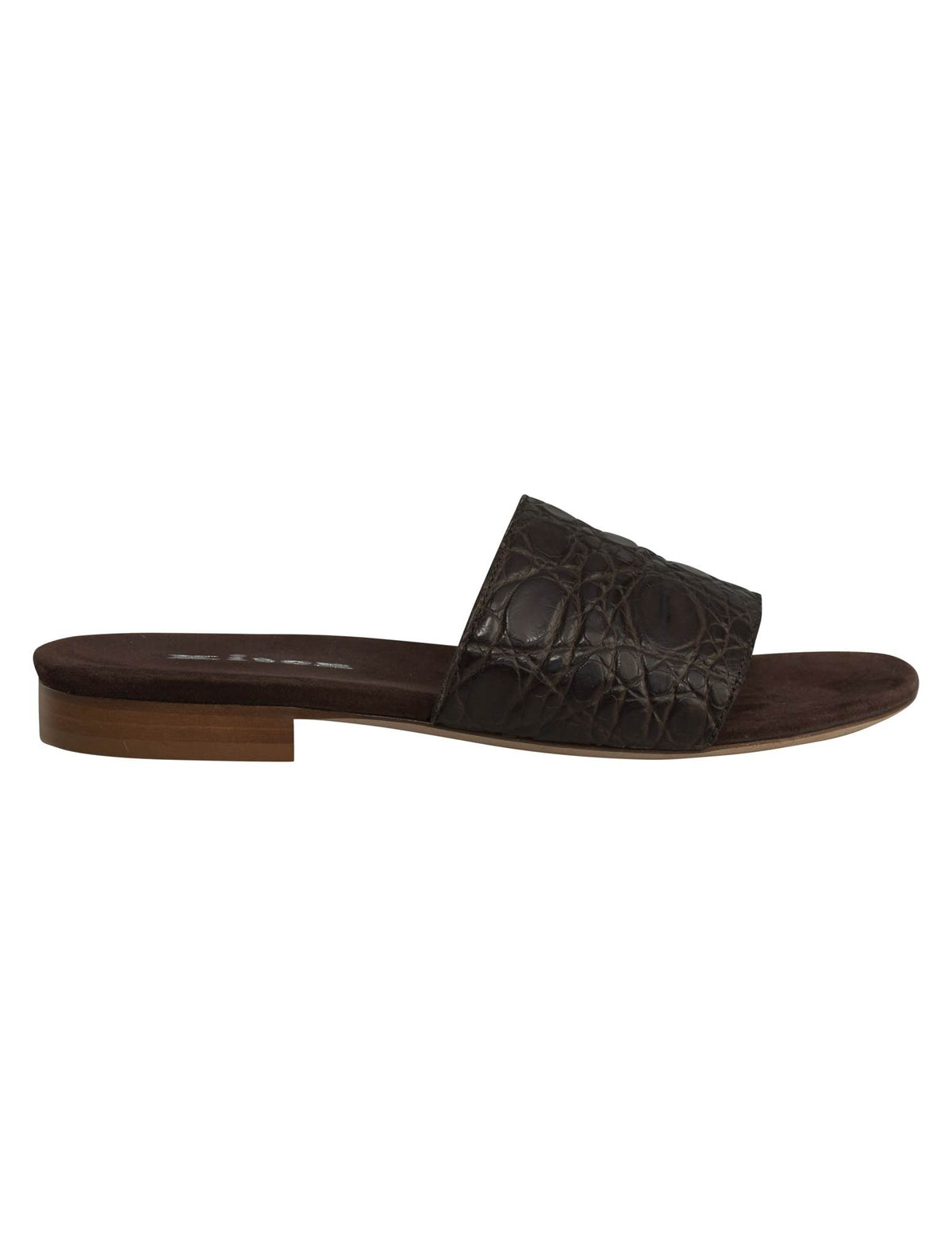 Kiton Brown Leather Crocodile Slippers