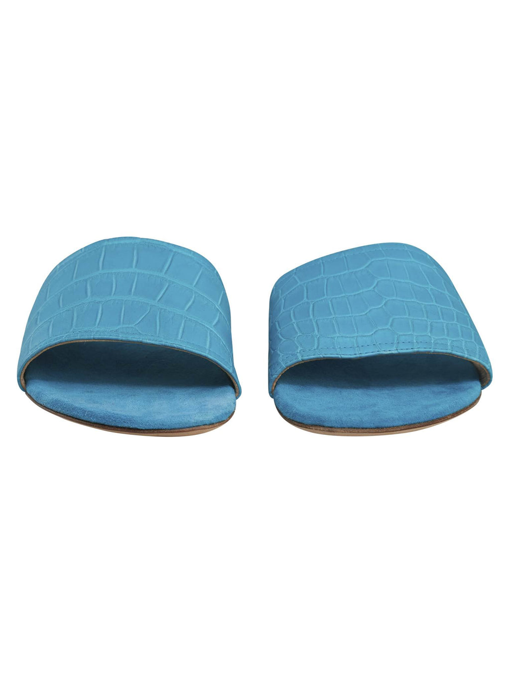 Kiton Kiton Blue Leather Crocodile Slippers Blue 001