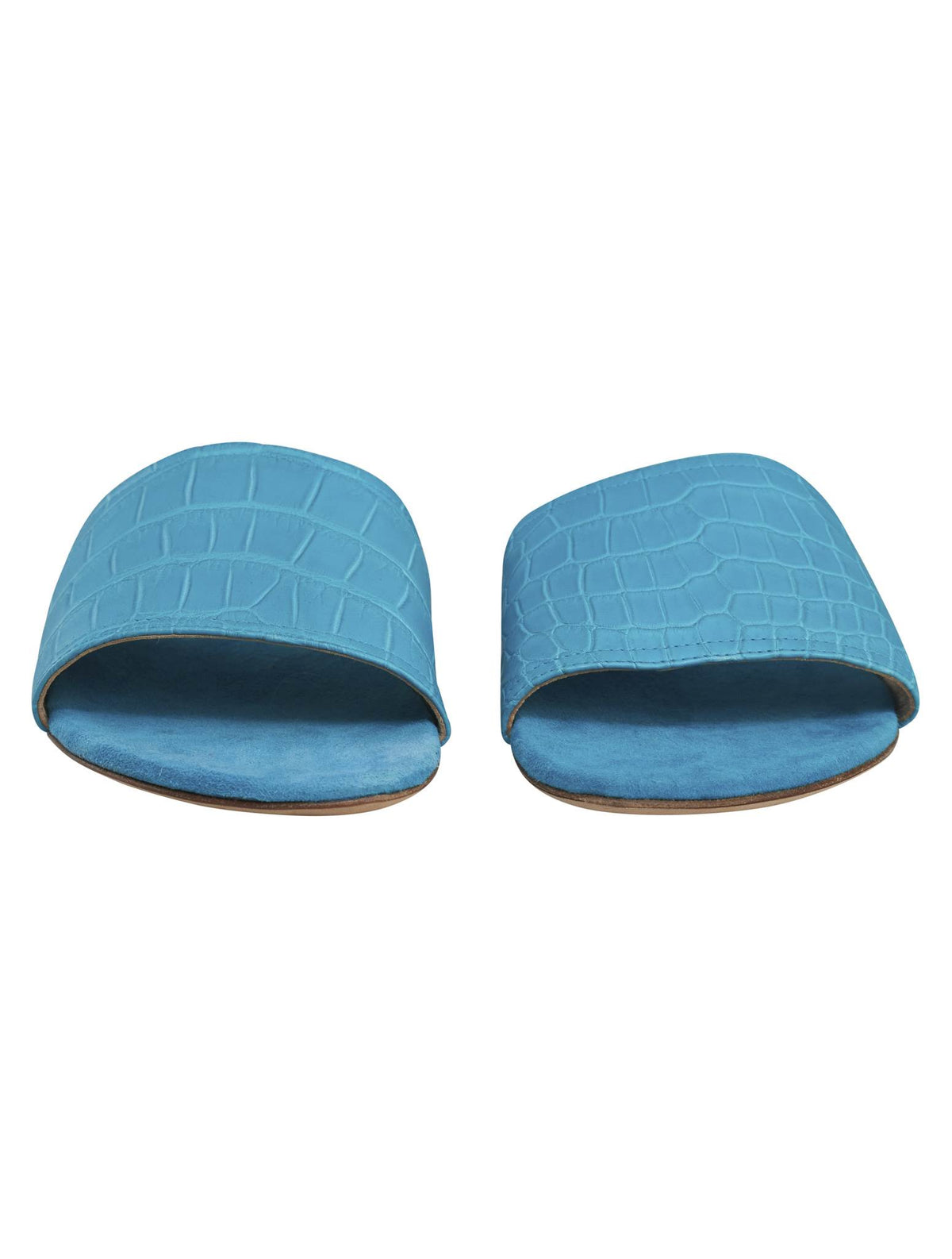 Kiton Kiton Blue Leather Crocodile Slippers Blue 001