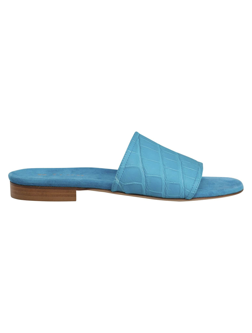 Kiton Blue Leather Crocodile Slippers