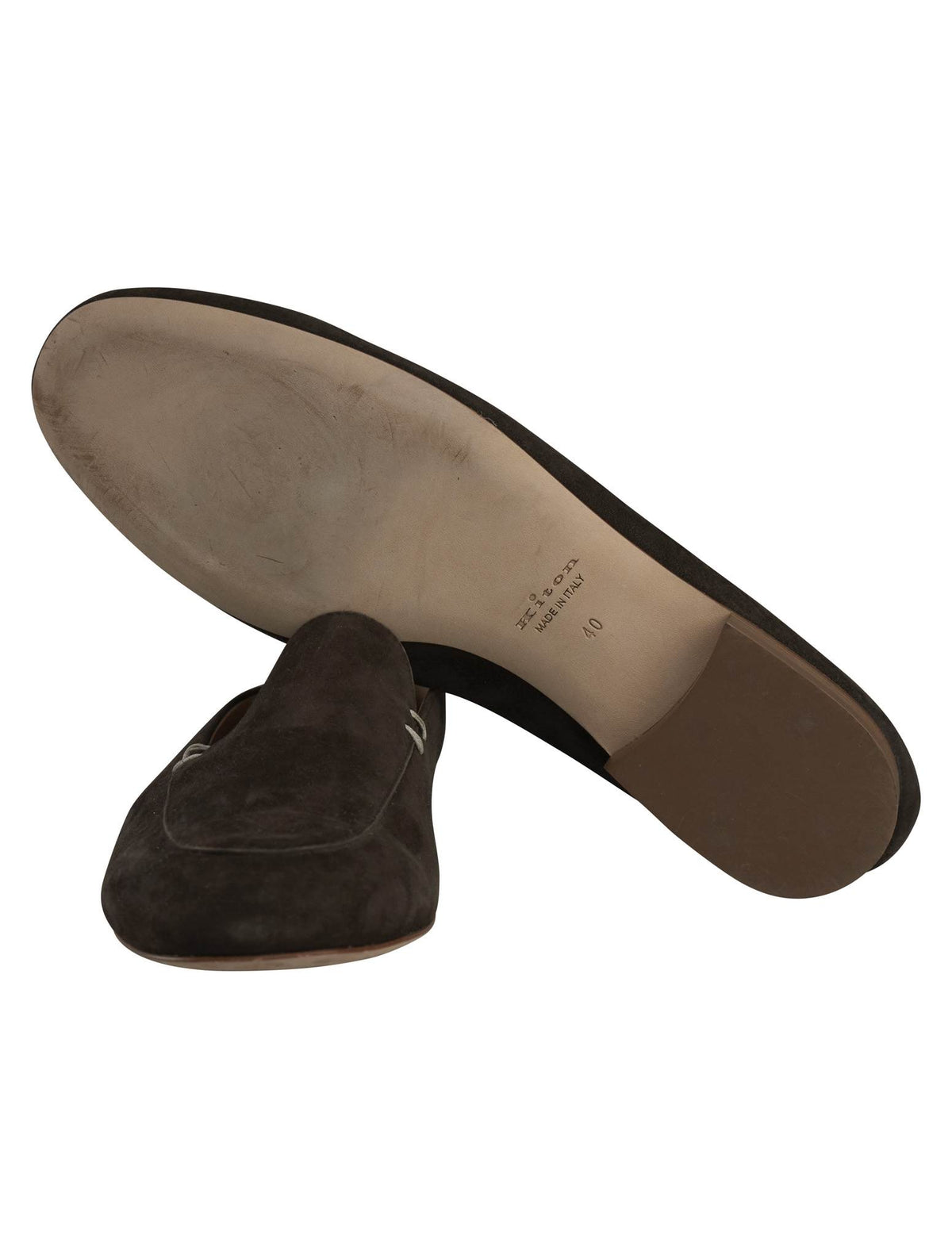 Kiton Brown Leather Suede Loafers