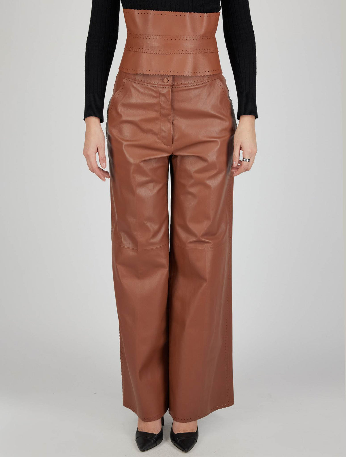 Kiton Brown Leather Pants