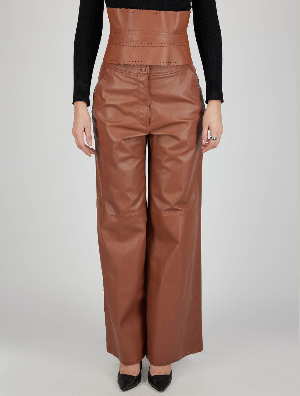 Kiton Kiton Brown Leather Pants Brown 000