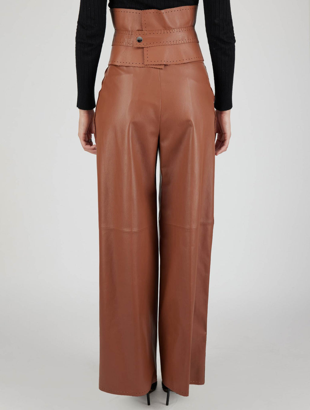Kiton Brown Leather Pants