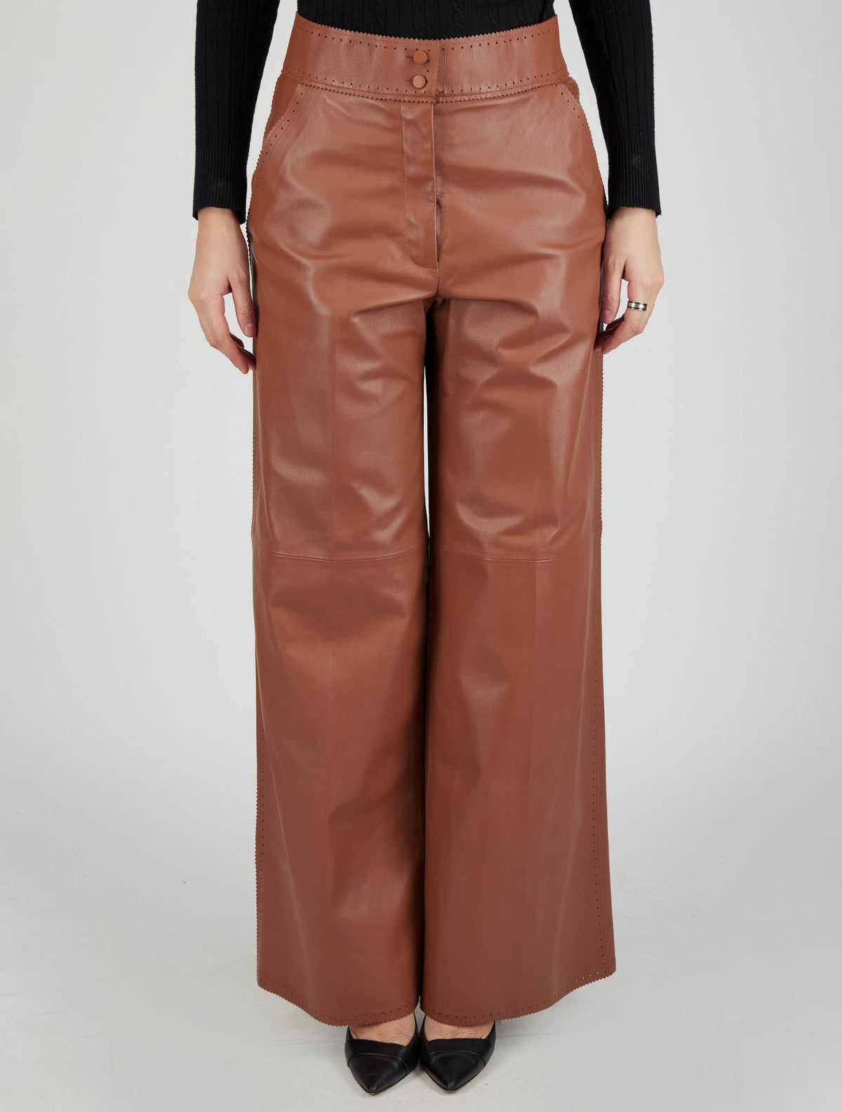 Kiton Brown Leather Pants
