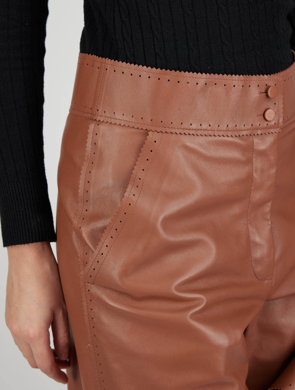 Kiton Brown Leather Pants