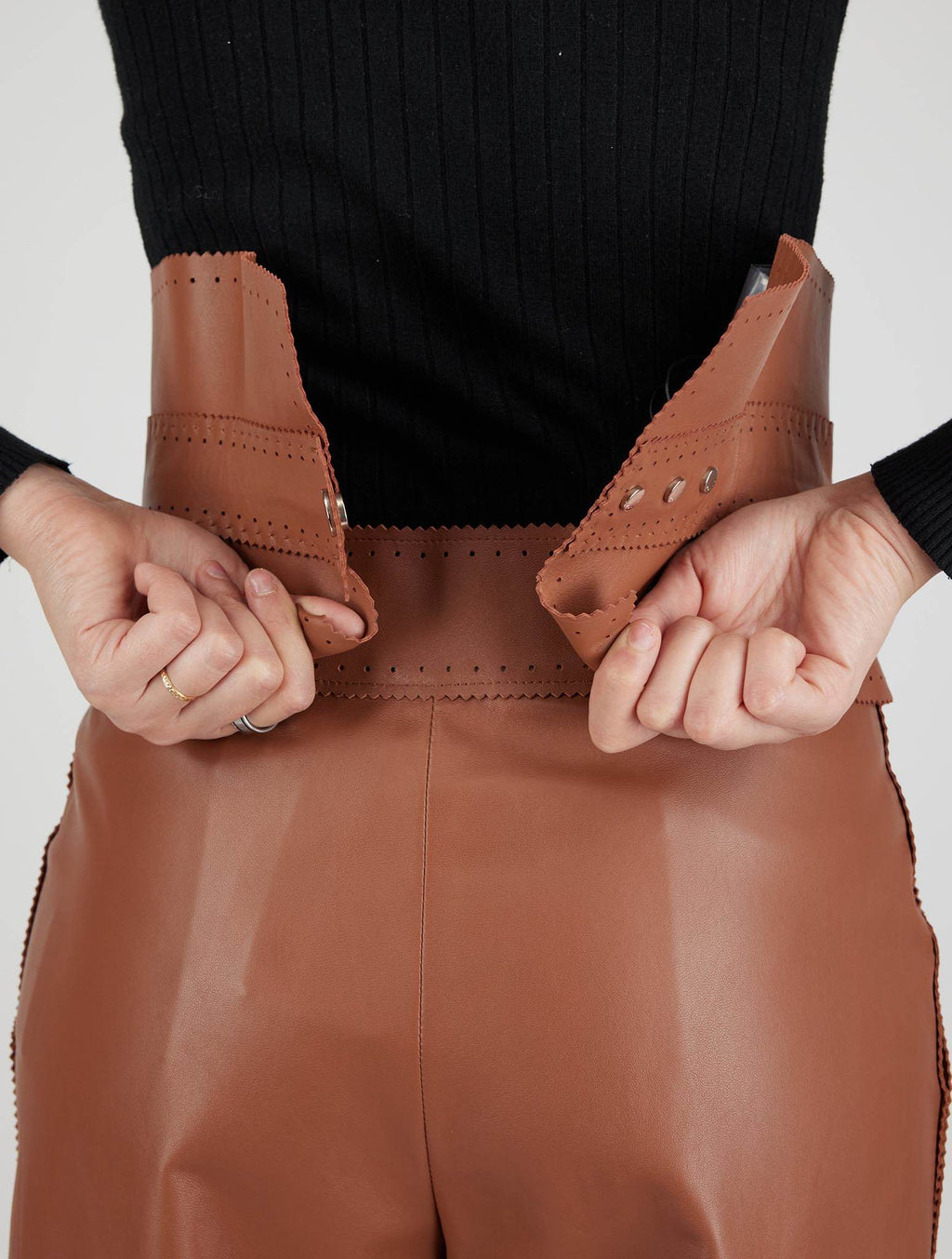 Kiton Brown Leather Pants