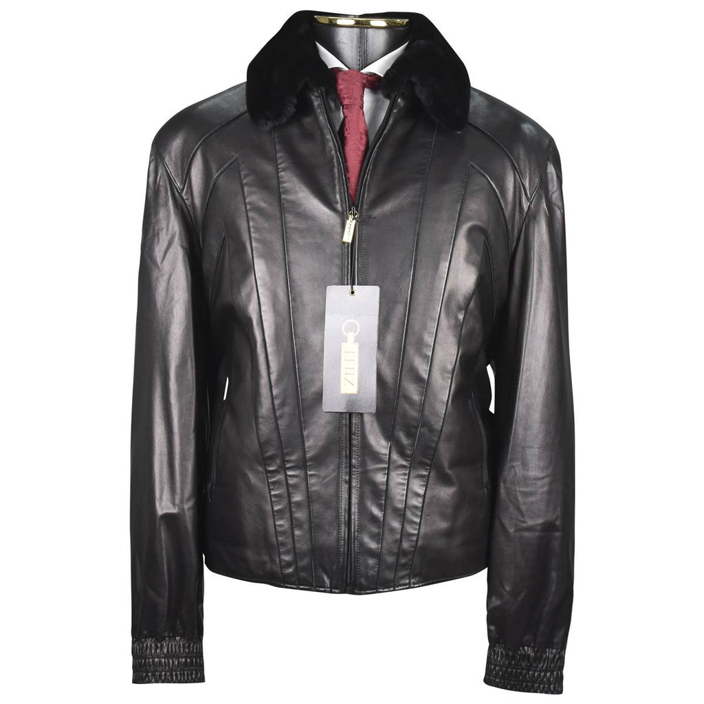 Zilli Zilli Black Leather Weasel Mink Fur Coat Black 000