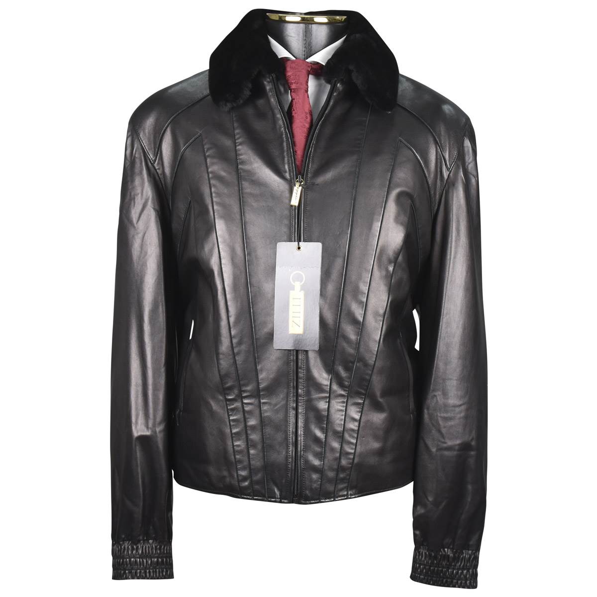 Zilli Zilli Black Leather Weasel Mink Fur Coat Black 000