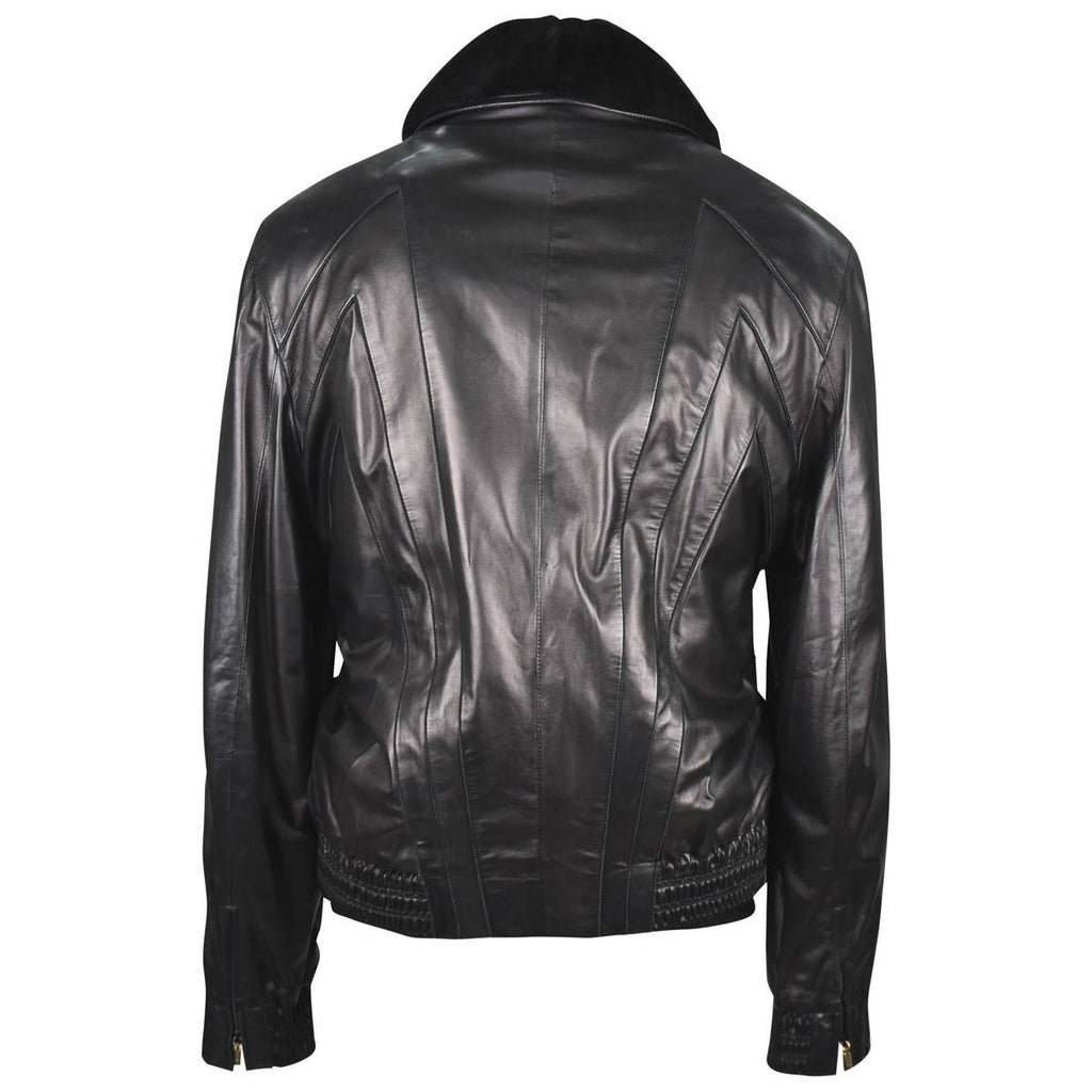 Zilli Black Leather Weasel Mink Fur Coat
