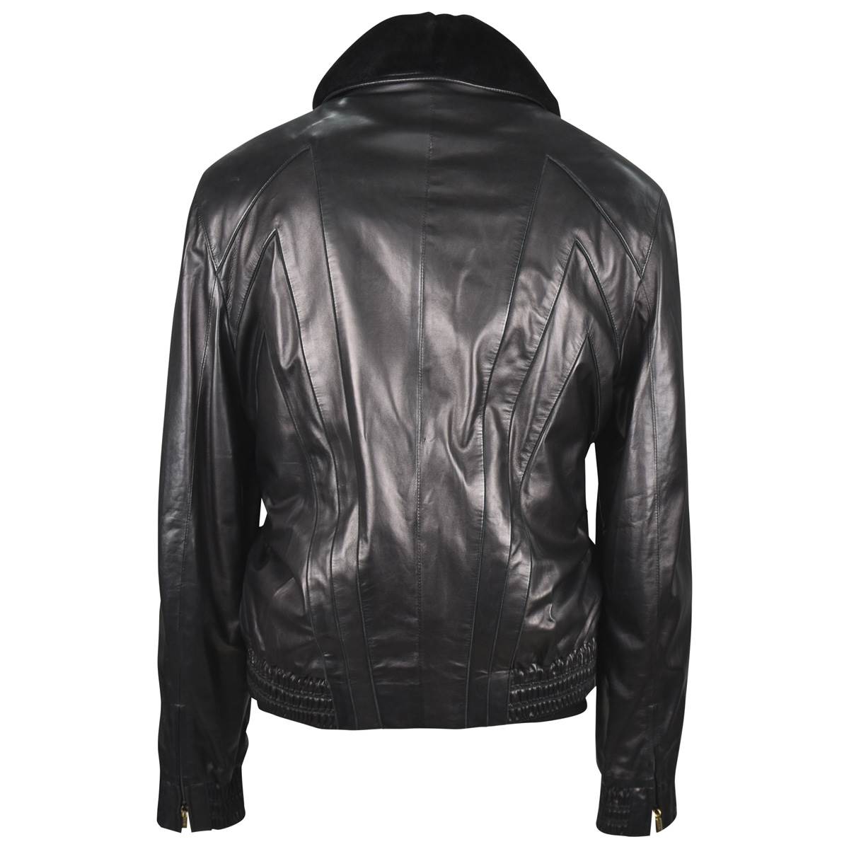 Zilli Black Leather Weasel Mink Fur Coat