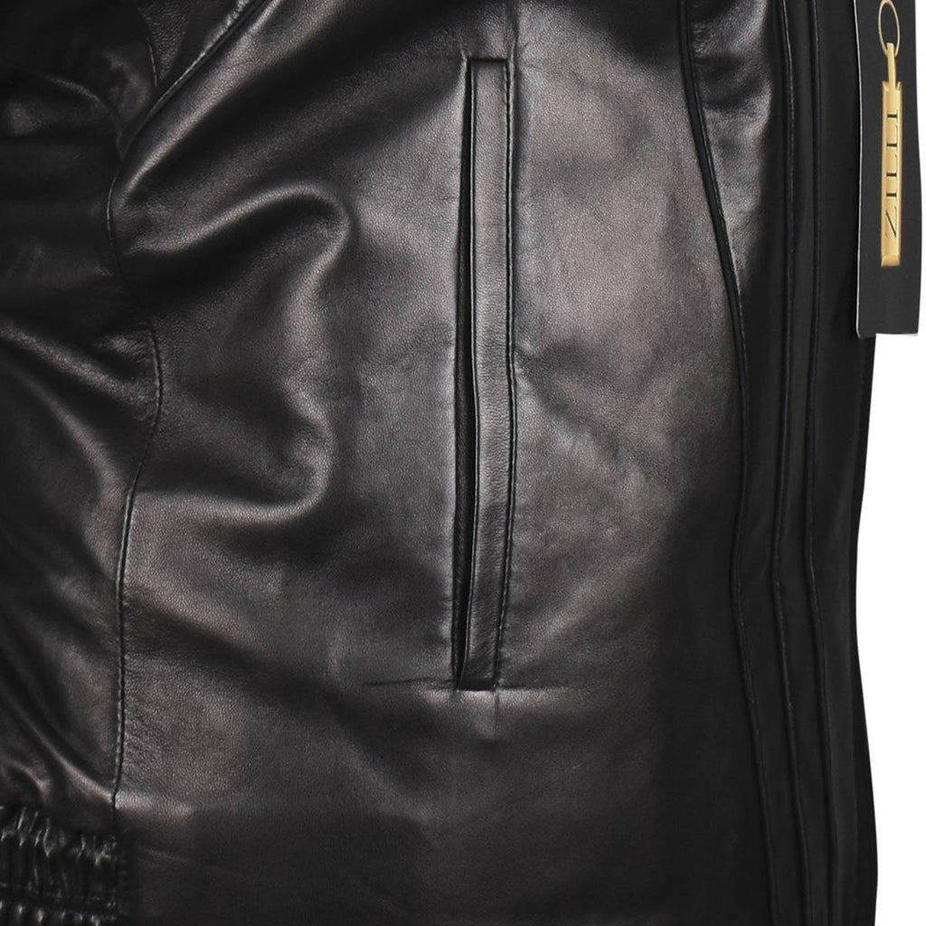Zilli Black Leather Weasel Mink Fur Coat