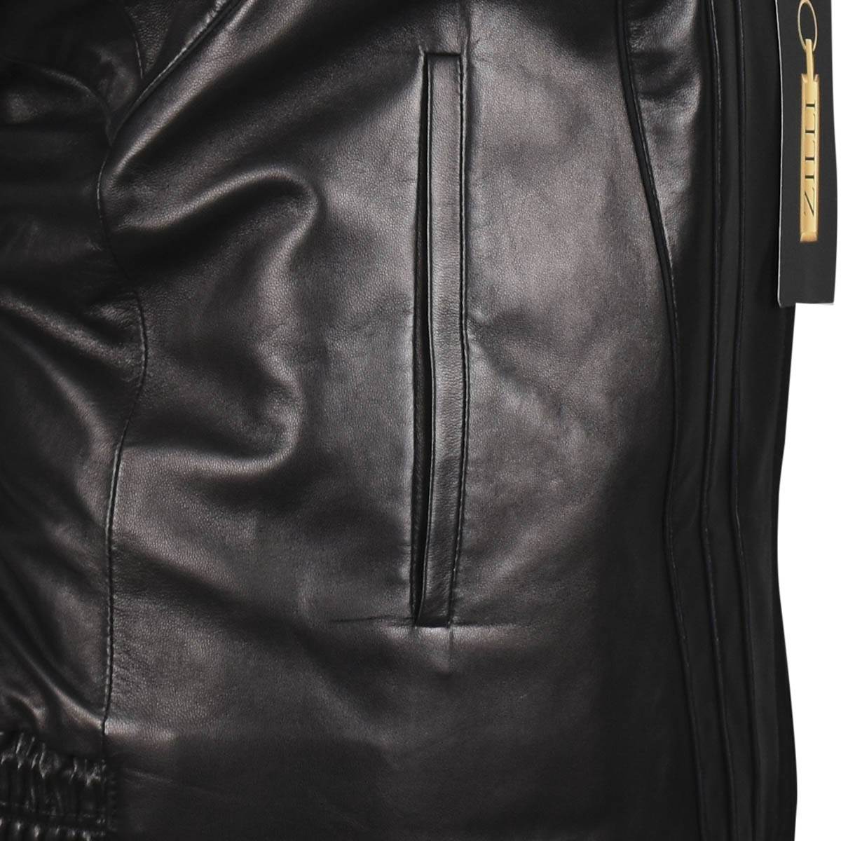 Zilli Black Leather Weasel Mink Fur Coat