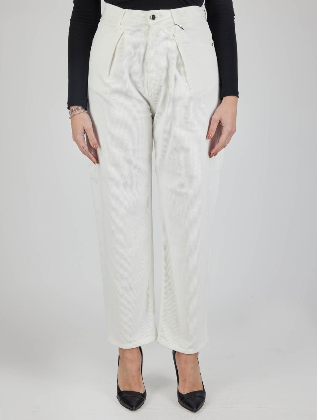 Kiton White Cotton Pu Velvet Jeans