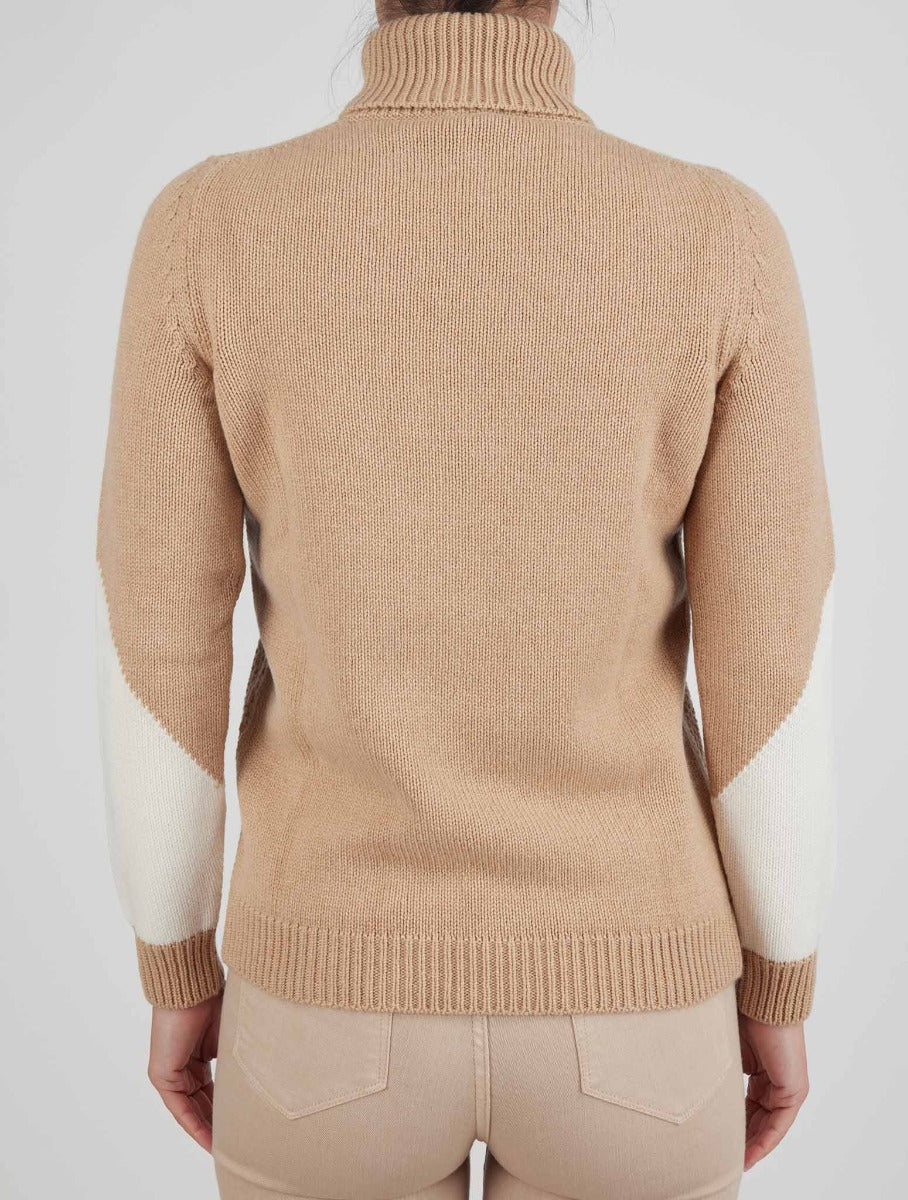 Kiton Brown White Cashmere Sweater Turtleneck