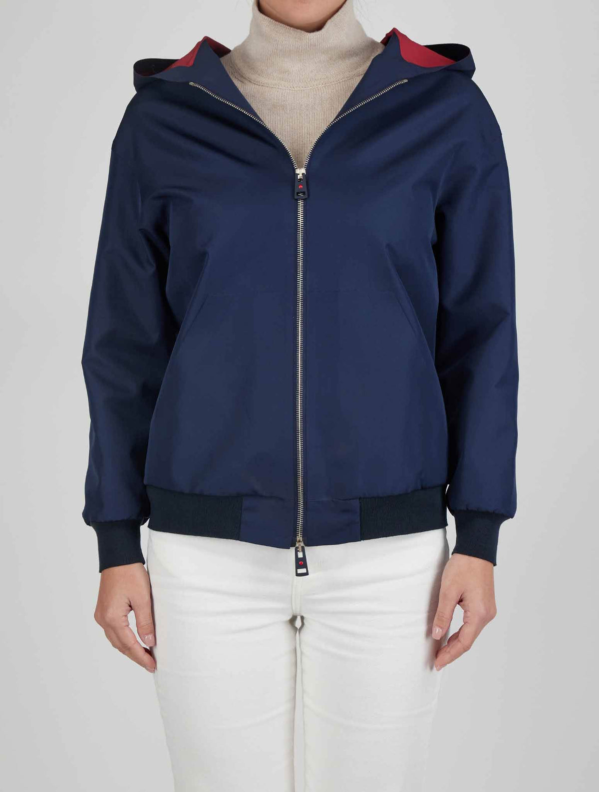 Kiton Kired Blue Cotton Pu Coat