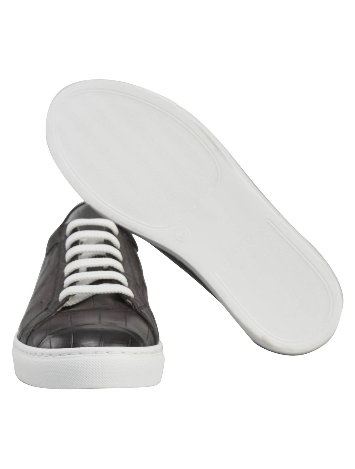 Kiton Brown Leather Crocodile Sneakers