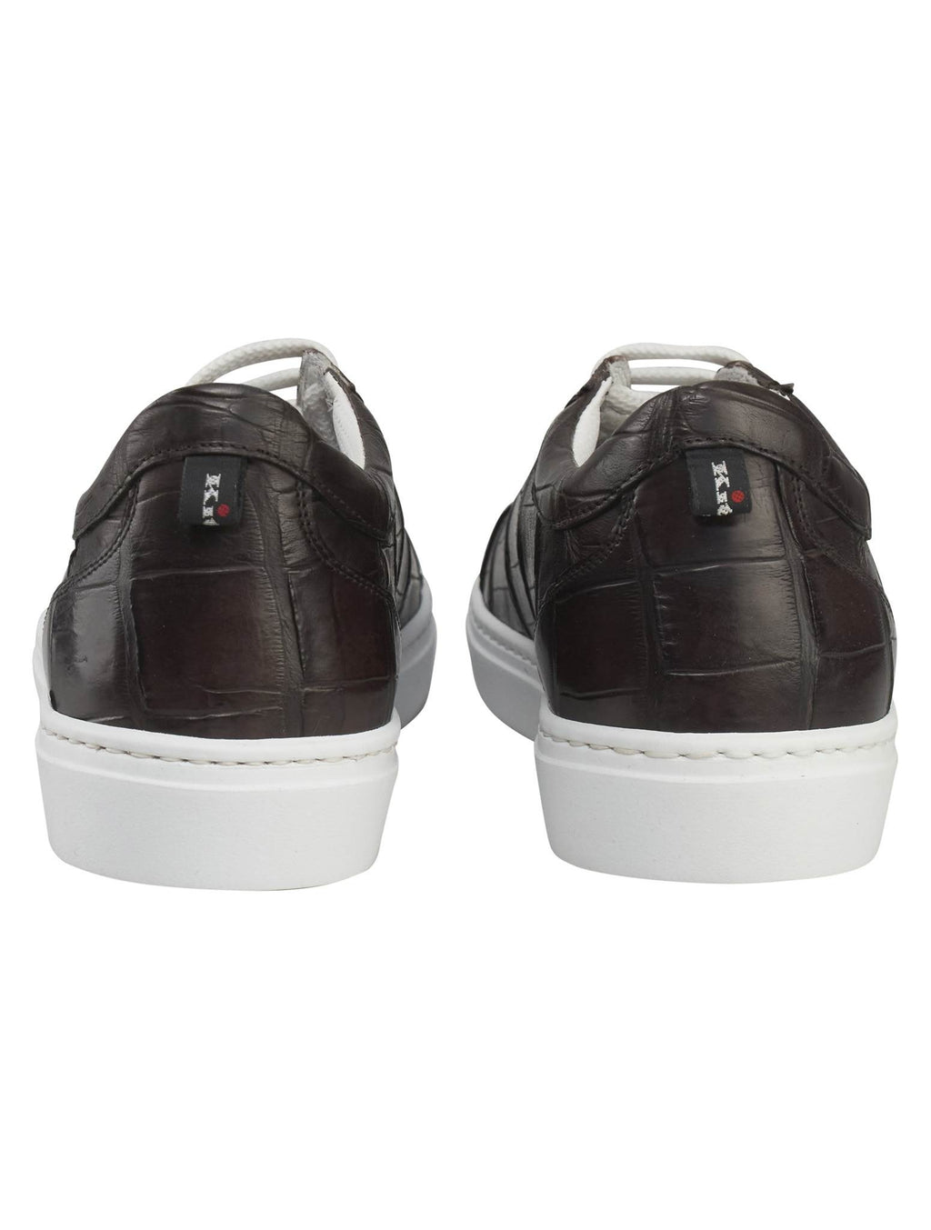 Kiton Brown Leather Crocodile Sneakers