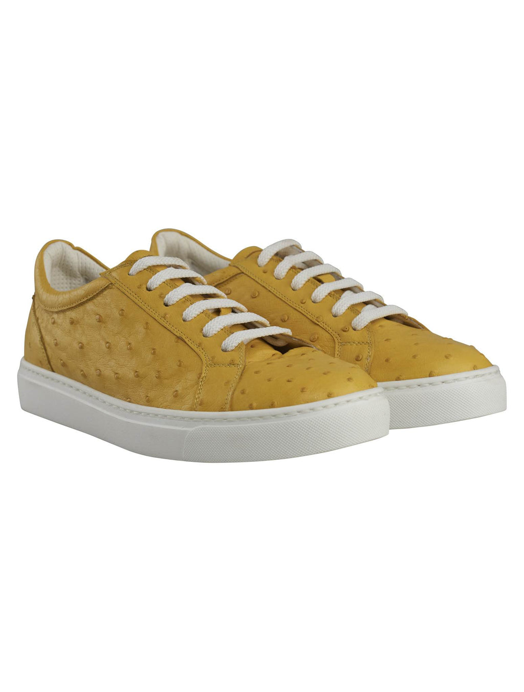 Kiton Yellow Leather Ostrich Sneakers